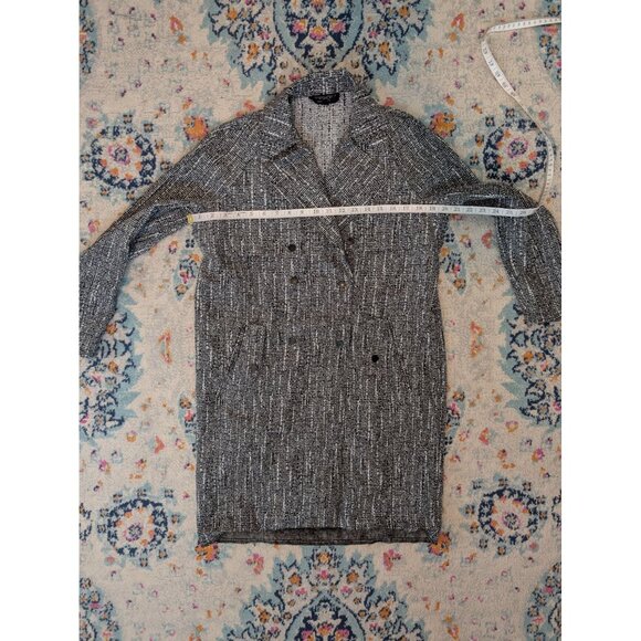 Topshop Black and White Storm Flap Unlined Double Breasted Duster Trench Coat: 4 - Picture 7 of 11